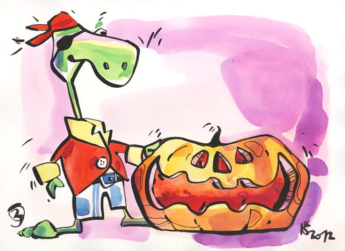 Cartoon: BOMB ART (medium) by Kestutis tagged pirate,bomb,turtle,lithuania,siaulytis,kestutis,adventure,comic,strip,food,chef,pumpkin,art,halloween