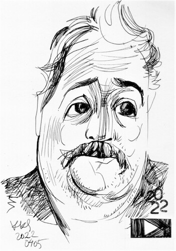 Cartoon: Dmitry Bykov (medium) by Kestutis tagged sketch,war,krieg,russia,russland,ukraine,poet,writer,youtube,kestutis,lithuania