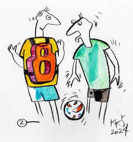 Cartoon: EURO 2024. The referee asked (medium) by Kestutis tagged euro2024,fußball,backpack,number,football,soccer,uefa,referee,kestutis,lithuania