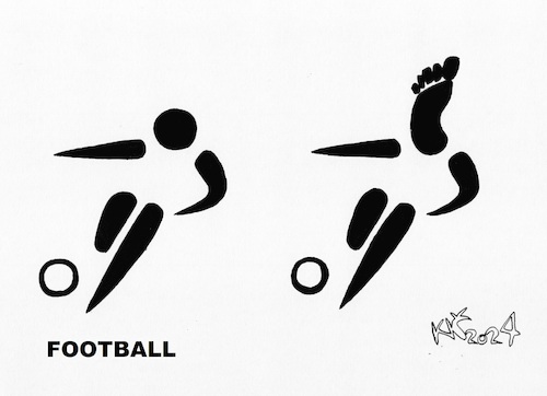 Cartoon: Interpretation of signs. Footbal (medium) by Kestutis tagged interpretation,paris,soccer,kestutis,lithuania,2024,olympic,games,signs,football