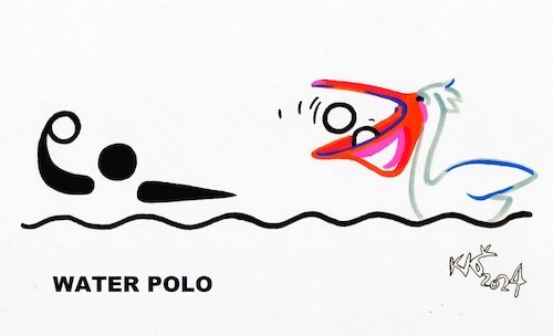 Cartoon: Interpretation of signs. Water p (medium) by Kestutis tagged interpretation,kestutis,lithuania,france,olympic,games,signs,water,polo,sport,paris,2024