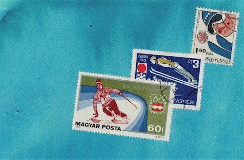 Cartoon: Jumping off a springboard (medium) by Kestutis tagged springboard,dada,postcard,winter,ski,philately,sport,kestutis,lithuania