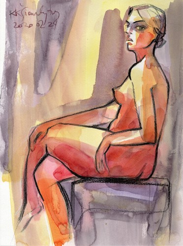 Cartoon: Sketch art. Artist and model 14 (medium) by Kestutis tagged sketch,artist,model,kunst,kestutis,lithuania