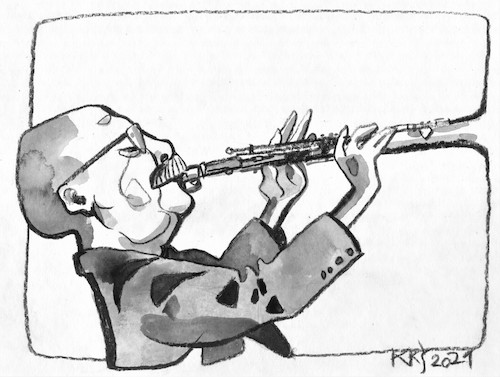 Cartoon: Vytautas Labutis (medium) by Kestutis tagged jazz,musician,kestutis,lithuania