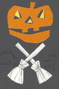 Cartoon: Halloween Postcard (small) by Kestutis tagged halloween postcard pumpkin pirate broom kestutis lithuania dada