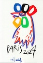 Cartoon: Olympic Games 2024 (small) by Kestutis tagged olympic,games,rings,kestutis,lithuania,paris,france,rooster,2024,sport