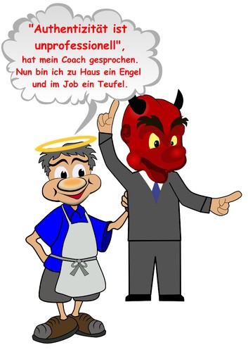 Cartoon: ein Profi hat zwei Seiten (medium) by RiwiToons tagged teufel,engel,eitelkeit,eitel,karriere,verkommenheit,trug,lüge,seiten,zwei,autentität,manager