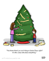 Cartoon: The Secret Is Out (small) by a zillion dollars comics tagged christmas holidays santa family tradition gifts tree