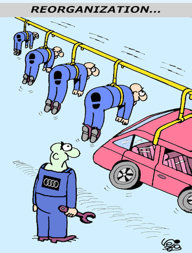 Cartoon: AUDI... (medium) by Vejo tagged audi,car,factory,reorganisation,jobs,dismisal,autoindustry,economy