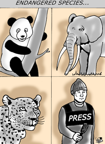 Cartoon: ENDANGERED SPECIES... (medium) by Vejo tagged war,press,reporters,journalists,beirut,lebanon,israel