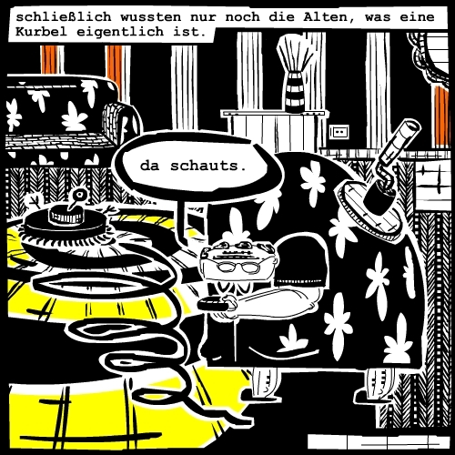 Cartoon: kindheit ohne kurbel (medium) by bob schroeder tagged maschine,automat,digitalisierung,zukunft,frueher