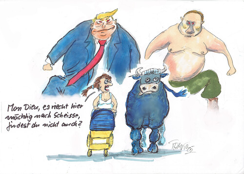 Cartoon: Ukraine (medium) by Skowronek tagged europa,ukraine,trump,putin,krieg,skowronek,cartoon