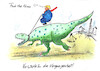 Cartoon: Fossil (small) by Skowronek tagged tump,klima,öl,erdgas,fracking,fossile,energie,dinosaurier,klimakastrophe,skowronek,cartoon,usa