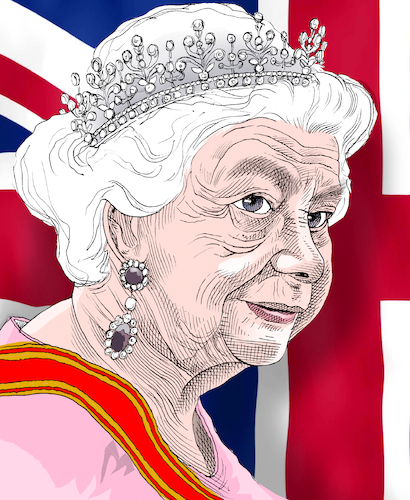 queen elizabeth cartoon drawing