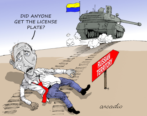 Cartoon: Russia was invaded. (medium) by Cartoonarcadio tagged ugraine,russia,war,kurks