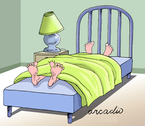 Cartoon: The stranger sleeper. (medium) by Cartoonarcadio tagged man,bed,strange,sleeper