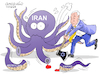 Cartoon: Israel cuts off Iran terrorist (small) by Cartoonarcadio tagged war,iran,israel,hamas