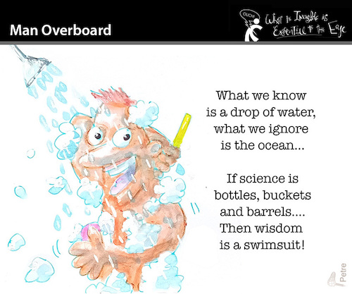 Cartoon: Man Overboard (medium) by PETRE tagged overboard,wisdom,knowledge