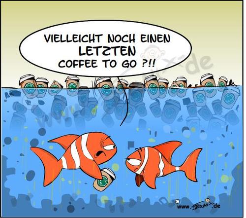 Cartoon: CoffeeToGo (medium) by Trumix tagged coffeetogo,kaffee,kaffeekapseln,umwelt,plastik,meer,vermüllung,trummix,coffeetogo,kaffee,kaffeekapseln,umwelt,plastik,meer,vermüllung,trummix,fische,plastikbecher,kaffeebecher,müll