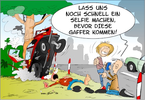 Cartoon: Gaffer bei Unfall (medium) by Trumix tagged behinderung,stau,gaffer,handy,knipser,smartphone,selfie,unfall,unfallstelle,autobahn,behinderung,stau,gaffer,handy,knipser,smartphone,selfie,unfall,unfallstelle,autobahn