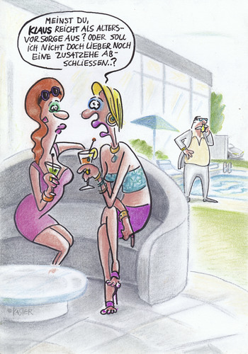 Cartoon: altersvorsorge (medium) by Petra Kaster tagged männer,ökonomie,beziehung,frauen,rente,rente,frauen,beziehung,ökonomie,männer