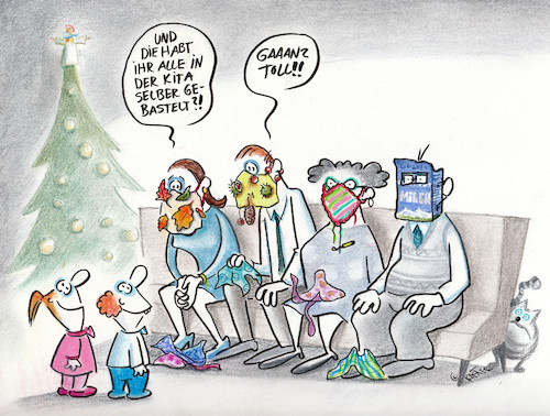 Cartoon: gaaanz toll! (medium) by Petra Kaster tagged corona,pandemie,masken,kinder,kindergarten,kita,eltern,familie,großeltern,weihnachten,heiligabend,geschenke,basteln,corona,pandemie,masken,kinder,kindergarten,kita,eltern,familie,großeltern,weihnachten,heiligabend,geschenke,basteln