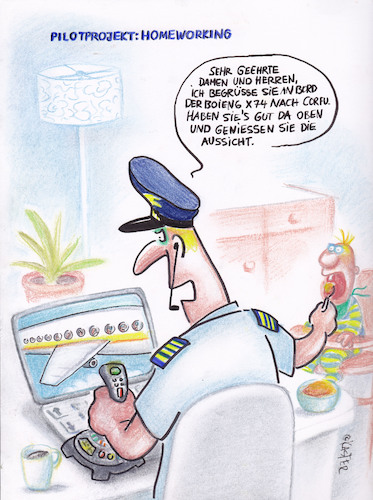 Cartoon: pilotprojekt (medium) by Petra Kaster tagged reisen,urlaub,flugreisen,homeworking,piloten,väter,teilzeit,personalabbau,digitalisierung,automatisierung,technik,flugtechnik,autopilot,reisen,urlaub,flugreisen,homeworking,piloten,väter,teilzeit,personalabbau,digitalisierung,automatisierung,technik,flugtechnik,autopilot