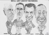 Cartoon: Bell Art Group members (small) by jjjerk tagged caricature derek bobby pencil michael tony glasses irish bellcamp village art group cartooland