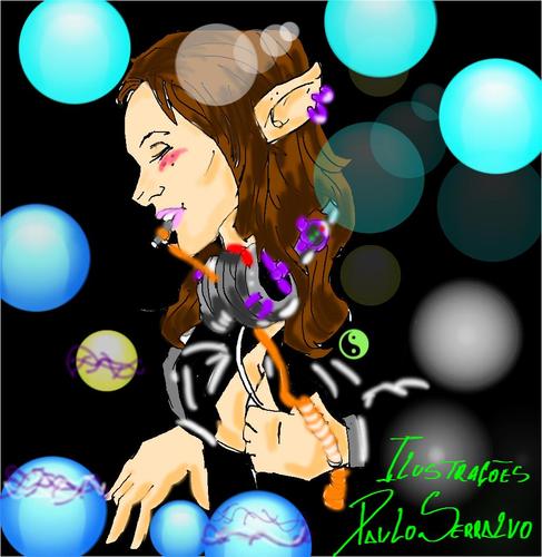 Cartoon: DJ GIRL ELFO (medium) by PAULO HSERRALVO tagged elfo