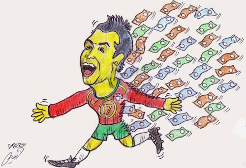 Cartoon: cristiano_ronaldo1 (medium) by Hossein Kazem tagged cristiano,ronaldo