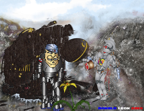 Cartoon: A reason to create.....JUSTIFIED (medium) by DaD O Matic tagged civil,war,robots,mechanical,man,tanks,union,confederacy,destroy