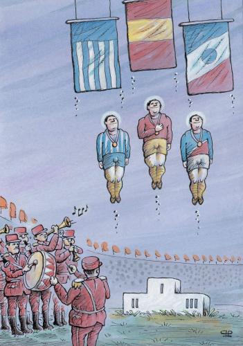 Cartoon: pride (medium) by penapai tagged flag,hymn,sportler,treppchen,podest,gewinner,medaille,stolz,sieger