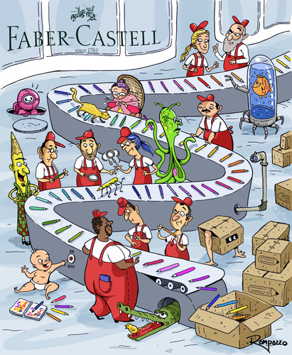 Cartoon: Faber Castell (medium) by Marcelo Rampazzo tagged faber,castell,faber,castell