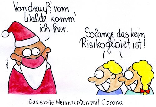 Cartoon: Das erste Weihnachten (medium) by Matthias Schlechta tagged weihnachten,corona,weihnachtsabend,weihnachtsmann,nikolaus,covid,sars,risikogebiet,reiserückkehrer,urlaubsrückkehrer,quarantäne,weihnachten,corona,weihnachtsabend,weihnachtsmann,nikolaus,covid,sars,risikogebiet,reiserückkehrer,urlaubsrückkehrer,quarantäne