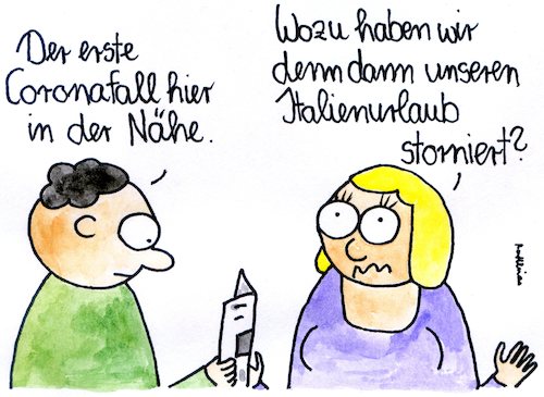 Cartoon: In der Nähe (medium) by Matthias Schlechta tagged corona,coronavirus,pandemie,epidemie,infektion,italien,deutschland,europa,reisen,urlaub,quarantäne,ausbreitung,lungenentzündung,covid,corona,coronavirus,pandemie,epidemie,infektion,italien,deutschland,europa,reisen,urlaub,quarantäne,ausbreitung,lungenentzündung,covid