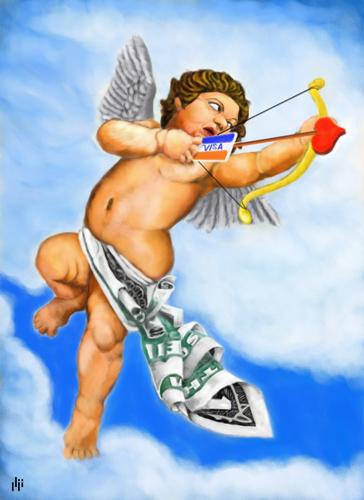 Cartoon: Cupid (medium) by Nizar tagged cupid,amor,liebe,bogen,dollar,pfeil,herz,wolke,schießen,symbolik,glaube,schusswaffe,visa,karte,kreditkarte,freiheit,marke,brand,geld,himmel,engel,flügel,mythologie,geldschein,lendenschurz,gott,römisch,knabe,junge,schalk