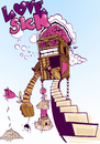 Cartoon: Love sick (small) by Playa from the Hymalaya tagged love,liebe,sick,steps,treppen,rose,brain,gehirn,clouds,wolken,hypnotized,hypnotisiert