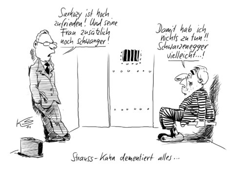 Cartoon: Dementi (medium) by Stuttmann tagged strauss,kahn,skandal,vergewaltigung,justiz,schwarzenegger,iwf,strauss kahn,skandal,vergewaltigung,justiz,schwarzenegger,iwf,strauss,kahn