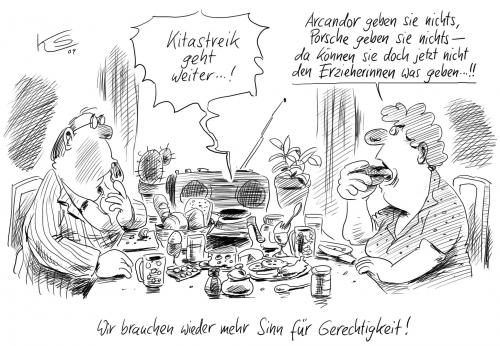 Cartoon: Gerecht (medium) by Stuttmann tagged erzieherinnen,kita,kitastreik,arcandor,karstadt,porsche,erzieherinnen,erziehung,kindergarten,kinder,kinderbetreuung,arcandor,karstadt,porsche,kitastreik,kita,geld,finanzen,gerechtigkeit