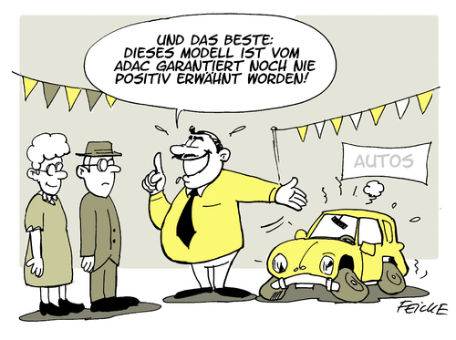 Cartoon: ADAC Empfehlung (medium) by FEICKE tagged adac,automobilclub,auto,empfehlung,lieblingsauto,betrug,gebrauchtwagen,verkauf,kfz,adac,automobilclub,auto,empfehlung,lieblingsauto,betrug,gebrauchtwagen,verkauf,kfz