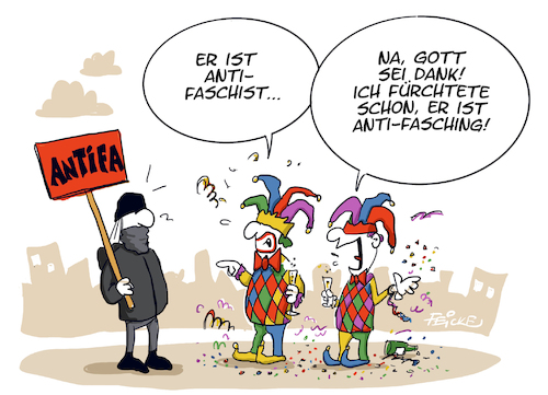 Cartoon: Anti Fasching (medium) by FEICKE tagged karneval,fasching,jecken,antifa,demonstration,antifaschismus,feiern,karneval,fasching,jecken,antifa,demonstration,antifaschismus,feiern