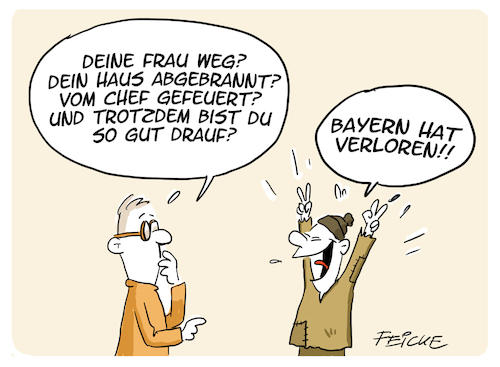 Cartoon: Bayern hat verloren (medium) by FEICKE tagged fc,bayern,münchen,dfb,dfl,bundesliga,frankfurt,gewinnen,niederlage,meisterschaft,fc,bayern,münchen,dfb,dfl,bundesliga,frankfurt,gewinnen,niederlage,meisterschaft