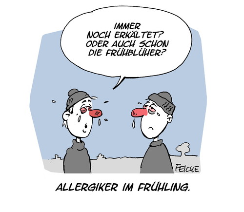 Cartoon: Heuschnupfler unter sich (medium) by FEICKE tagged frühblüher,knospen,blumen,blüten,asthma,medizin,überreaktion,krankheit,heuschnupfen,pollen,allergien,frühling,frühjahr,winter,winter,frühjahr,frühling,allergien,pollen,heuschnupfen,krankheit,überreaktion,medizin,asthma,blüten,blumen,knospen,frühblüher