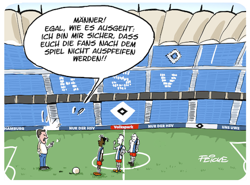 Cartoon: HSV letztes Spiel (medium) by FEICKE tagged hamburg,sportverein,hsv,fussball,bundesliga,aufstoeg,relegation,motivation,corona,fans,hamburg,sportverein,hsv,fussball,bundesliga,aufstoeg,relegation,motivation,corona,fans