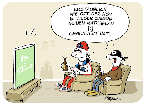 Cartoon: HSV Schalke 2 (medium) by FEICKE tagged hamburg,sportverein,hsv,unentschieden,schalke,fussball,fußball,bundesliga,zwei,hamburg,sportverein,hsv,unentschieden,schalke,fussball,fußball,bundesliga,zwei