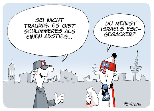 Cartoon: HSV Trost (medium) by FEICKE tagged hsv,hamburg,sportverein,fußball,bundesliga,abstieg,esc,european,song,contest,israel,netta,hsv,hamburg,sportverein,fußball,bundesliga,abstieg,esc,european,song,contest,israel,netta