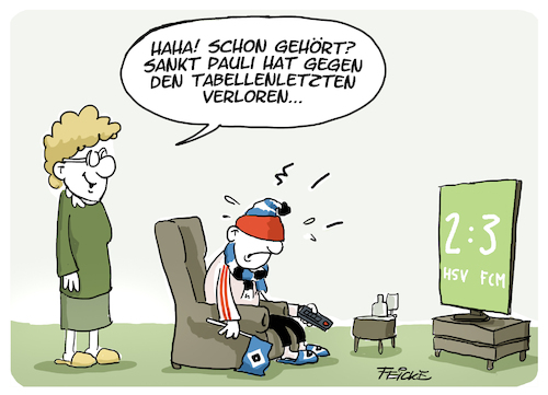 Cartoon: HSV und Tabellenletzter (medium) by FEICKE tagged hamburg,sportverein,hsv,fc,st,pauli,bundesliga,dfb,pokal,hamburg,sportverein,hsv,fc,st,pauli,bundesliga,dfb,pokal