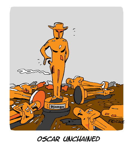 Cartoon: Oscar unchained (medium) by FEICKE tagged oscar,verleihung,hollywood,film,movie,tarantino,django,unchained,christoph,waltz,jamie,foxx,di,caprio,western,cowboy,revenge,sergio,leone,genre,gunmen,gun,pistole,revolver,head,hunter,kopfgeldjäger,academy,golden,globe,statue,oscar,verleihung,hollywood,film,movie,tarantino,django,unchained,christoph,waltz,jamie,foxx,di,caprio,western,cowboy,revenge,sergio,leone,genre,gunmen,gun,pistole,revolver,head,hunter,kopfgeldjäger,academy,golden,globe,statue