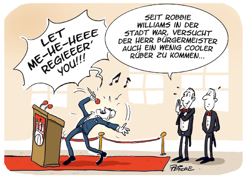 Cartoon: Robbie Williams in Hamburg (medium) by FEICKE tagged hamburg,regierung,robbie,williams,konzert,rock,pop,musik,tschentscher,hamburg,regierung,robbie,williams,konzert,rock,pop,musik,tschentscher