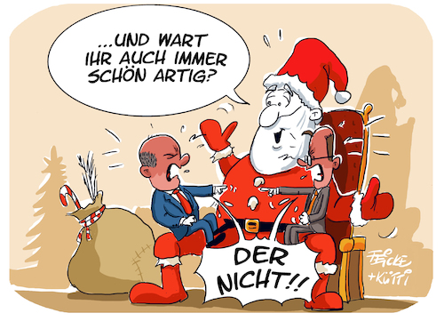 Cartoon: Scholz und Merz immer artig (medium) by FEICKE tagged weihnachten,olaf,scholz,bundeskanzler,spd,sozialdemokraten,friedrich,merz,cdu,csu,union,wahlkampf,weihnachten,olaf,scholz,bundeskanzler,spd,sozialdemokraten,friedrich,merz,cdu,csu,union,wahlkampf